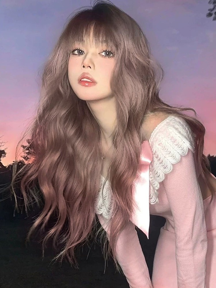 花花家日常假发女长卷发渐变卷发女空气刘海玉米烫蛋卷头时尚气质