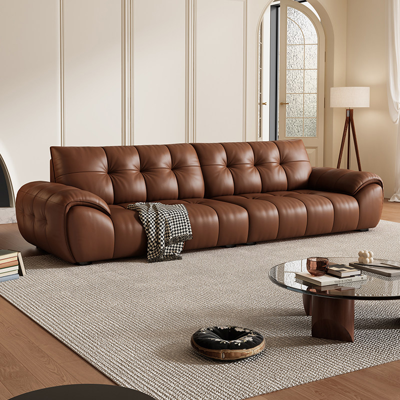 岚瑟琳高端品牌真皮沙发头层牛皮客厅简约现代直排小户型意式极简