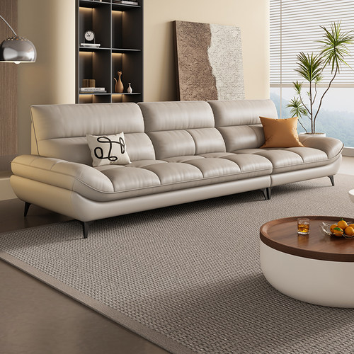 岚瑟琳奶油风头层牛皮真皮沙发