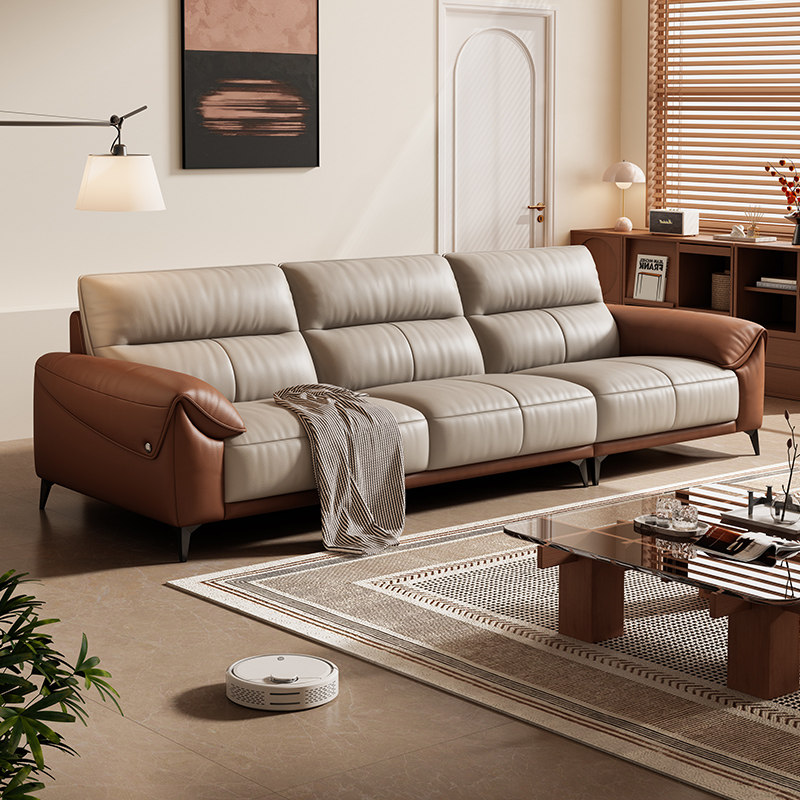 岚瑟琳高端品牌真皮沙发头层牛皮客厅简约现代小户型直排意式极简