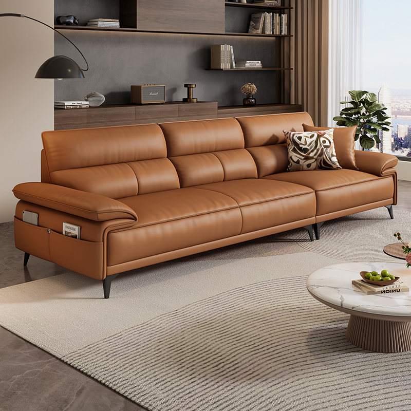 岚瑟琳意式极简头层牛皮真皮沙发