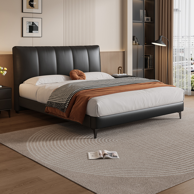 岚瑟琳进口头层牛皮婚床真皮床