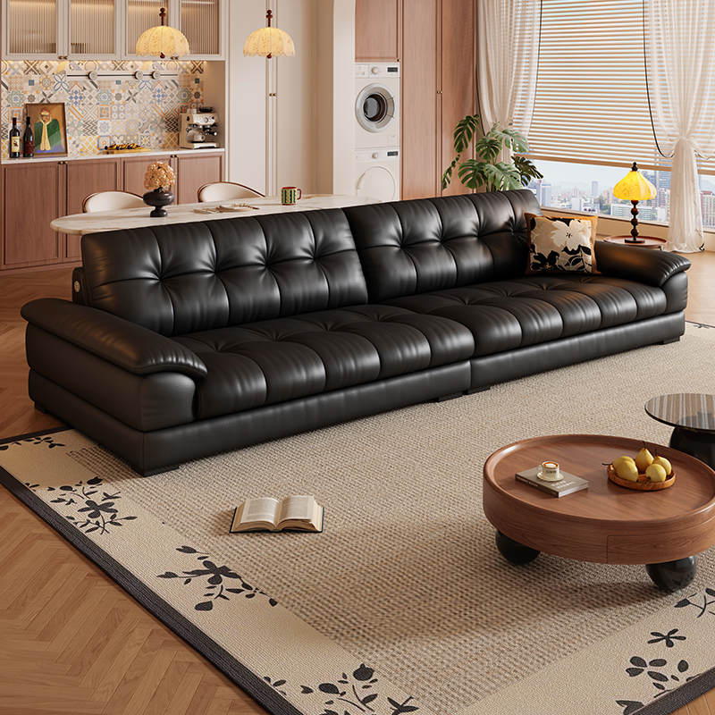 岚瑟琳复古风头层牛皮真皮沙发