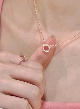 樱花项链女ins精致轻奢温柔甜美水晶桃花吊坠锁骨玫瑰金颈链饰品