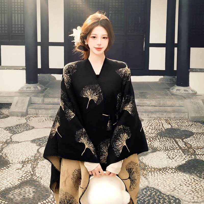 银杏叶披肩保暖外搭旗袍2025新款