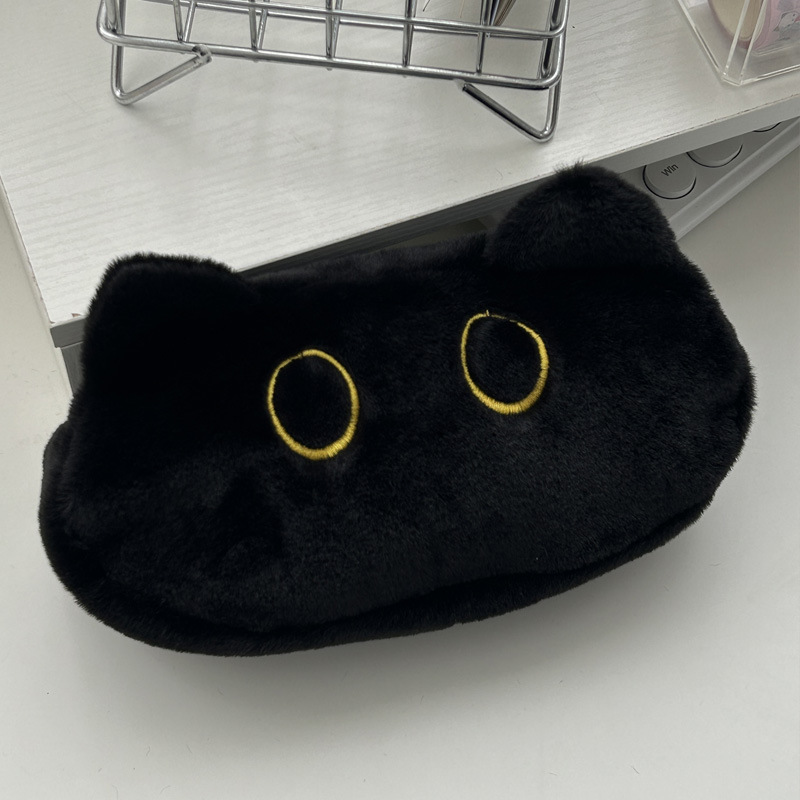 卡通发财猫毛绒笔袋可爱