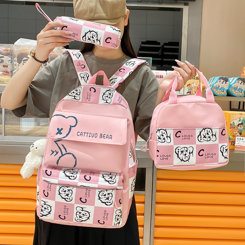 新款小学生书包女三件套