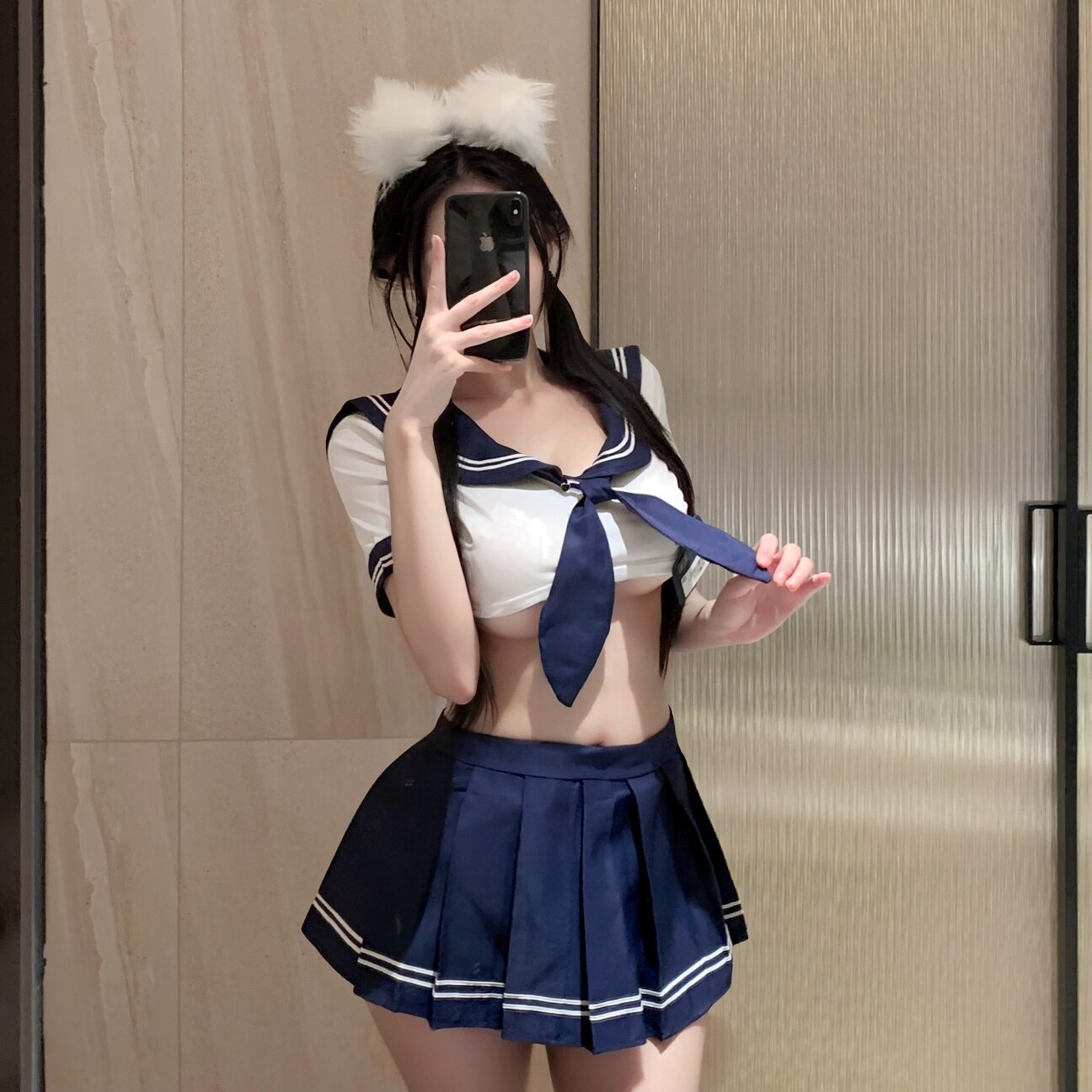 性感清纯JK水手服免脱百褶裙