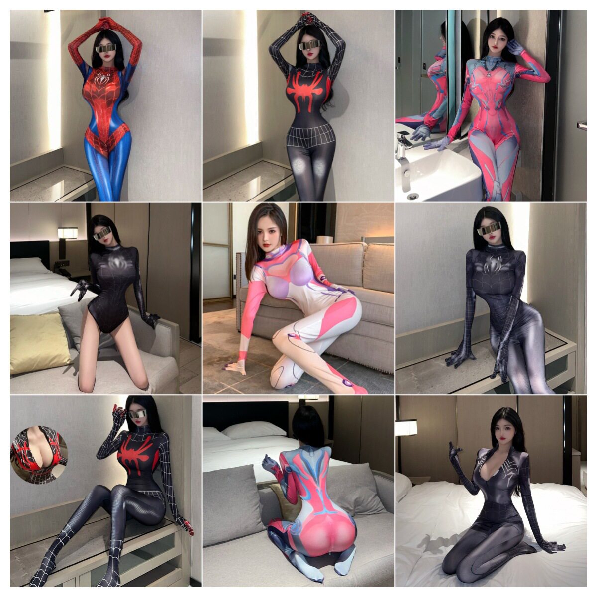 蜘蛛侠性感开档免脱连体衣