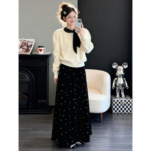 长裙 高级感富家千金穿搭套装 2026新款 小个子毛衣连衣裙子女早春季