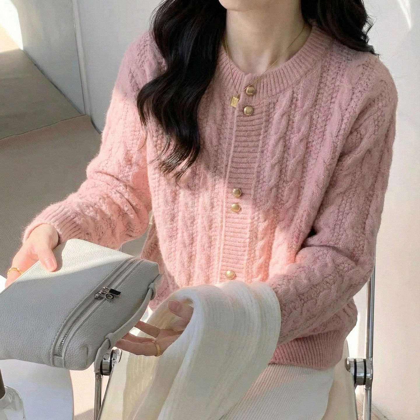 针织衫女开衫2026春季新款设计感穿搭麻花毛衣外套早春高级感上衣