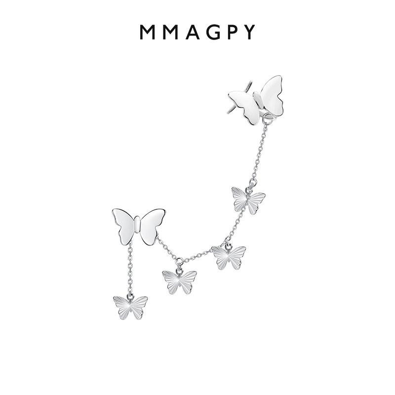 MMAGPYX ASA安娜苏伊甸园蝴蝶耳链女无耳洞纯银长款高级感耳骨夹
