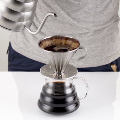 压花不锈钢手冲咖啡滤滴式冲过滤器V60托通用滴漏滤壶滤纸杯手