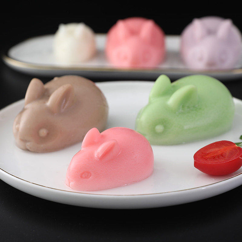小兔子硅胶模具可爱立体慕雪糕钵仔斯布丁冰淇淋红果冻糕制作器网