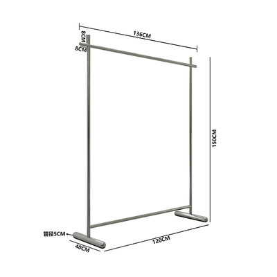 服装店网红挂衣架不锈钢拉丝银货架落地式挂衣杆服装展示陈列架子