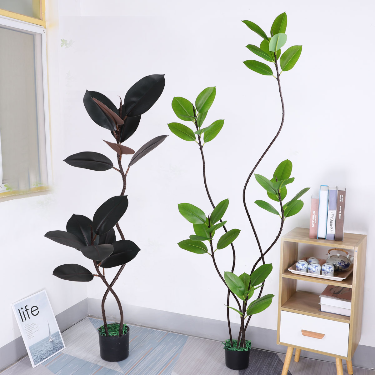 仿真植物假树橡皮树黑金刚图片