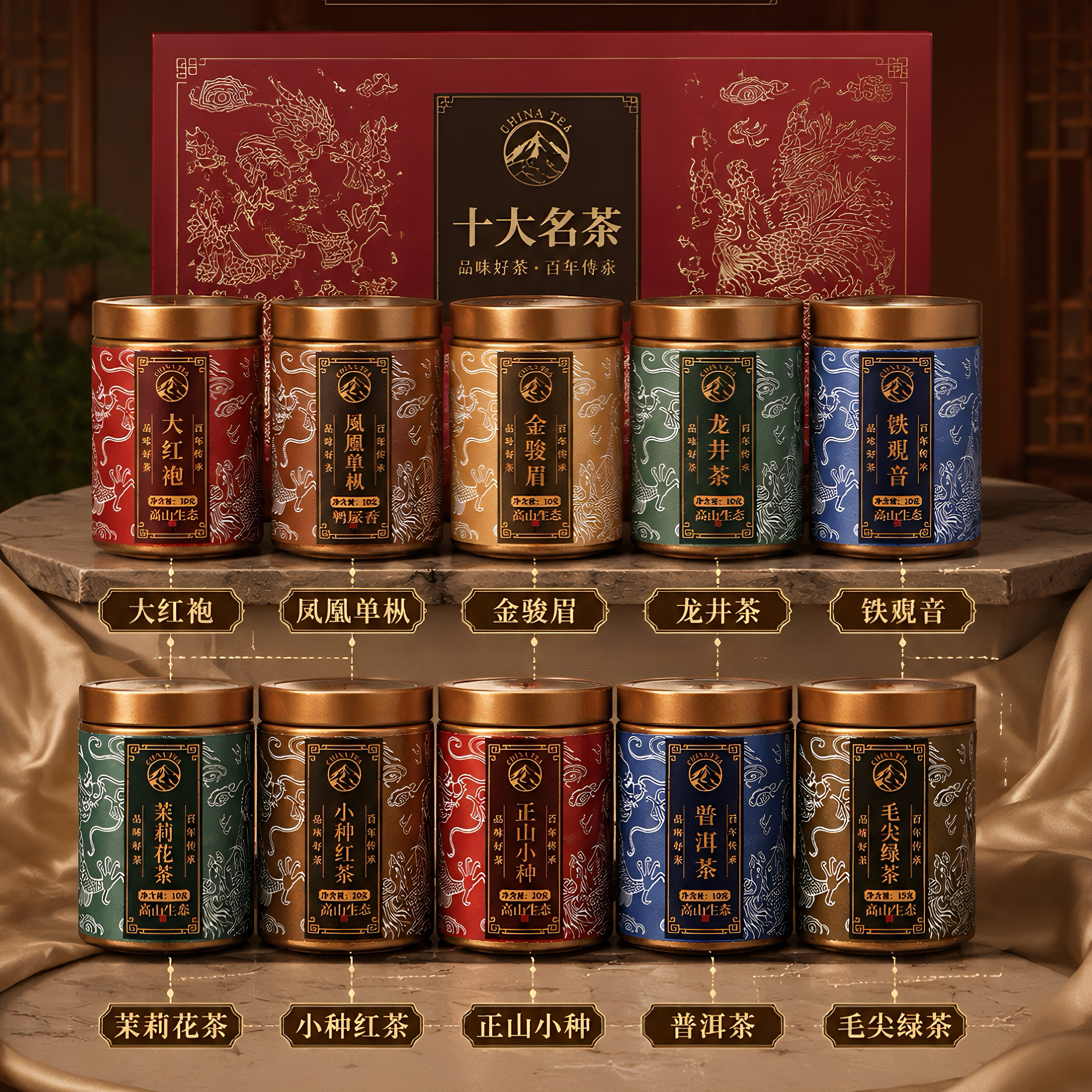 醉若尘 十大茗茶小罐装大红袍茶叶喜茶酒店婚礼高端伴手独立包装图片