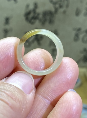 和田玉糖白玉卡17俏色随型戒指跑环复古风文玩珠串跑圈玉环挂饰