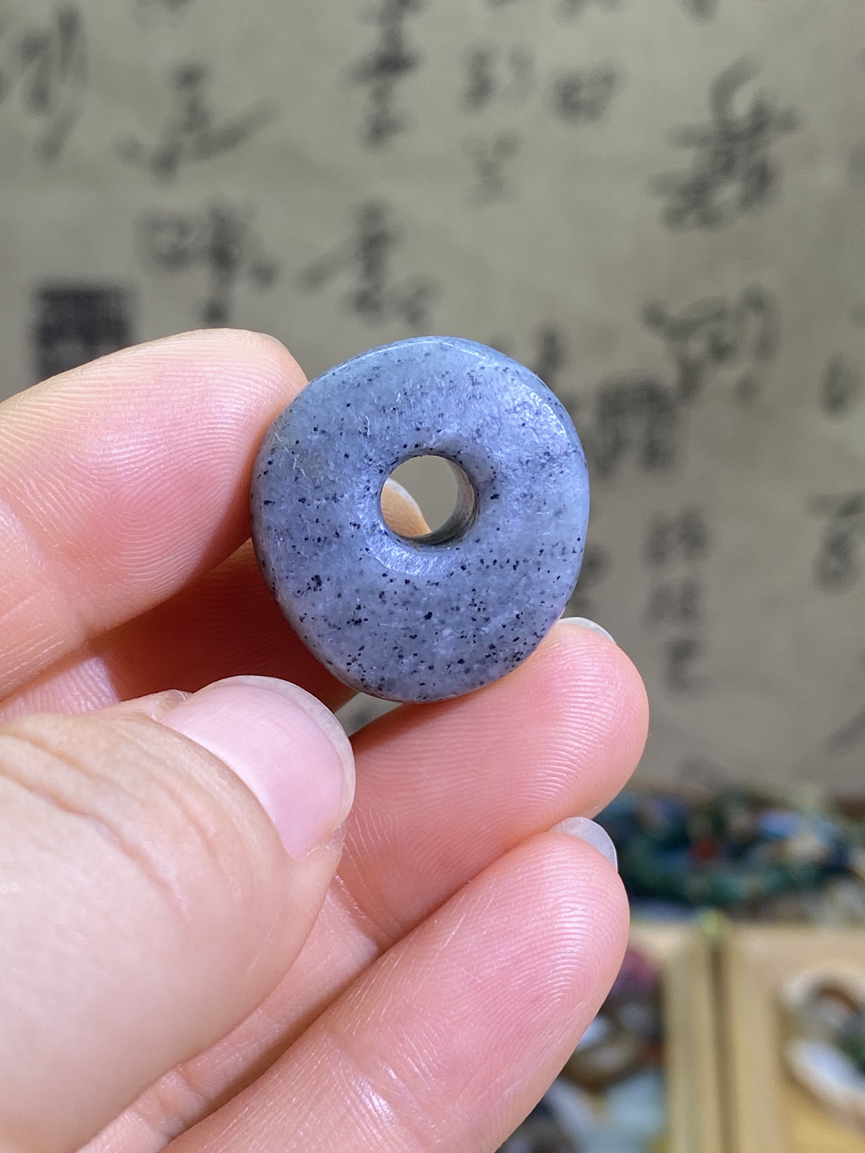 和田玉籽料满皮青花随型扣子平安扣配饰老光工艺古风藏式多宝配珠