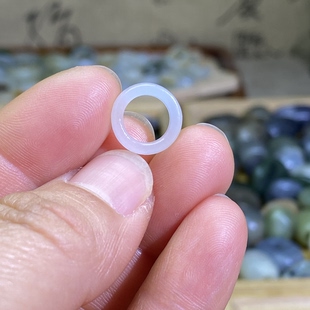 和田玉白玉籽料卡8随型小跑环古文玩珠串跑圈玉环锁骨链项链挂饰