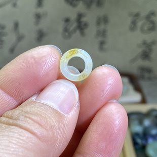和田玉白玉籽料卡6满皮洒金皮随型小跑环复古风文玩珠串跑圈挂饰
