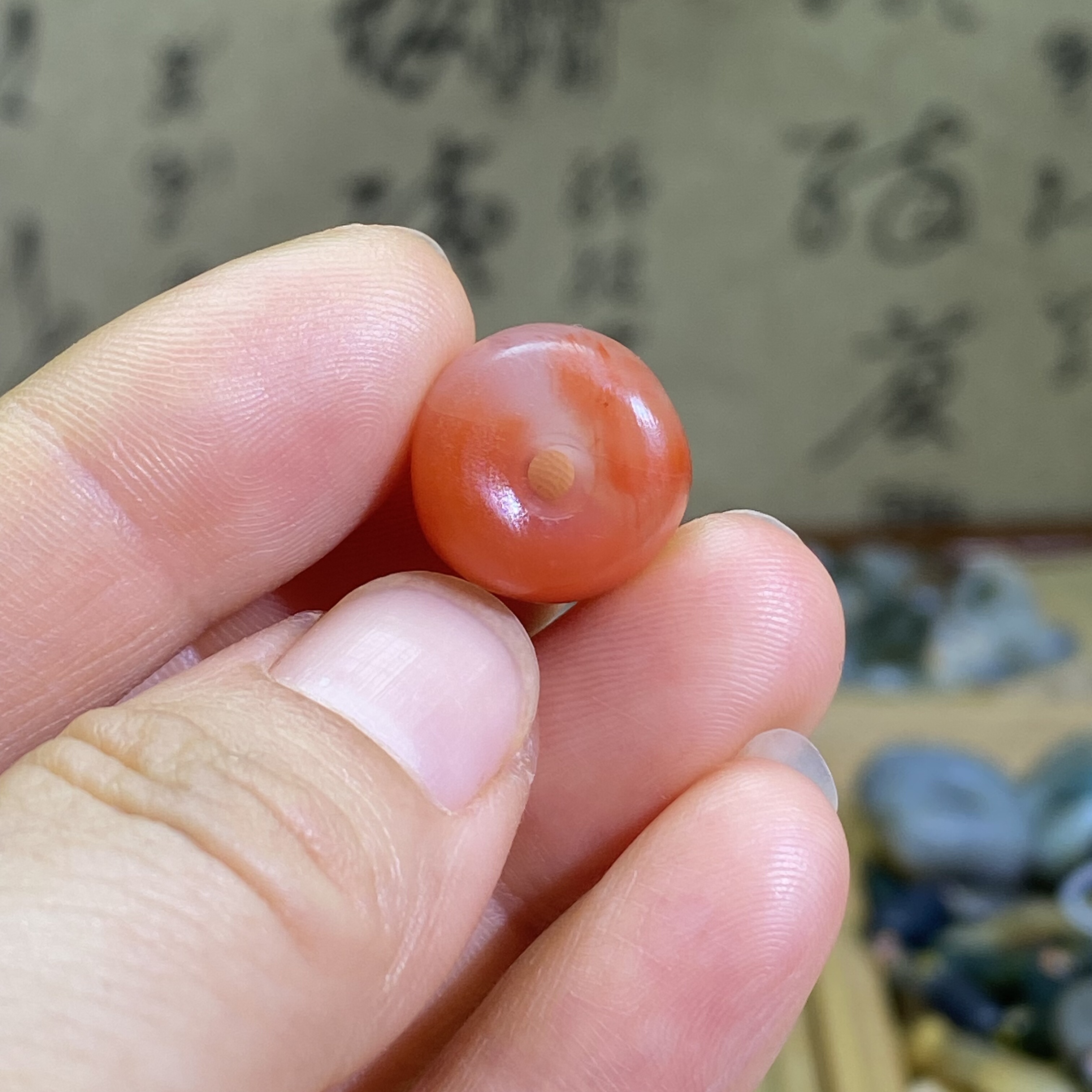 南红玛瑙樱桃红随型圆珠子配饰老光工艺复古风手编绳手链手串配珠