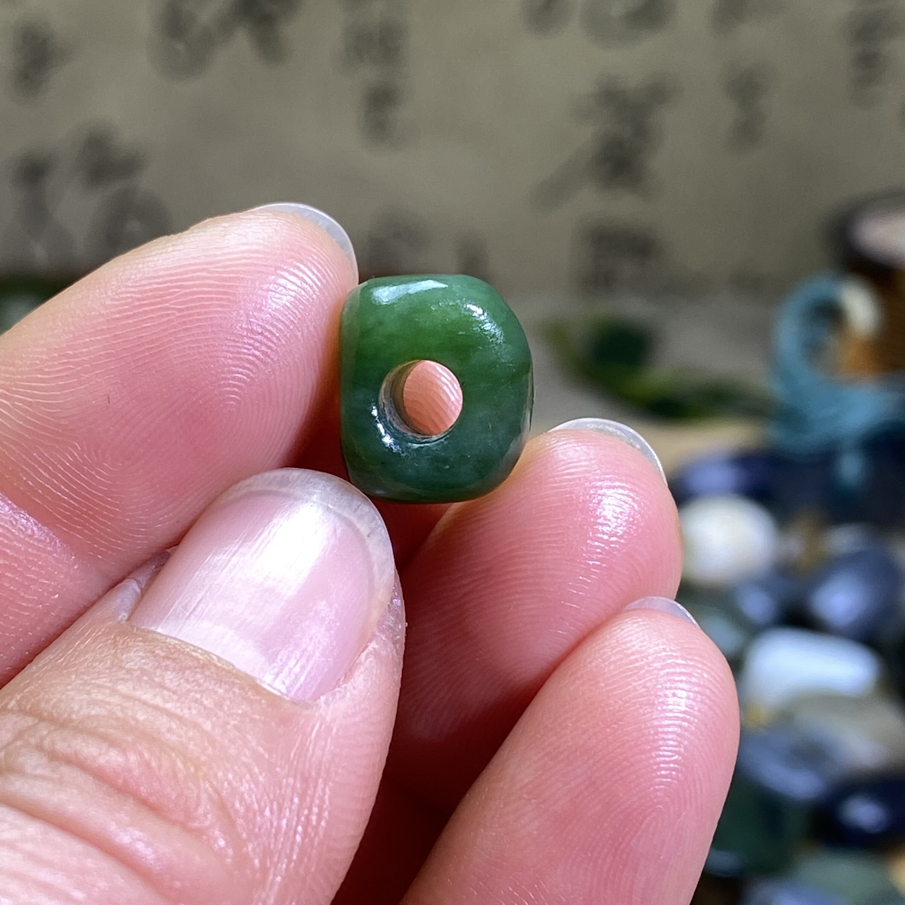 和田玉碧玉菠菜绿随型扣子配饰复古风老光工艺藏式手编绳手链配珠,珠宝/钻石/翡翠,其他,淘宝优惠券,粉丝福利购,淘宝优惠卷