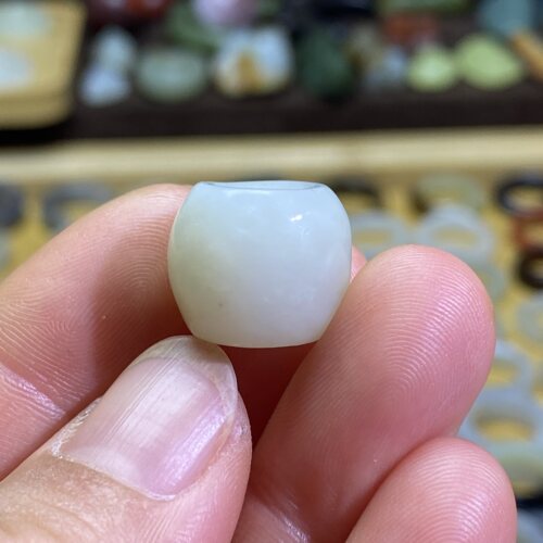 和田玉暖白色随型胖珠子配饰复古风老光工艺手编绳手串多宝配珠