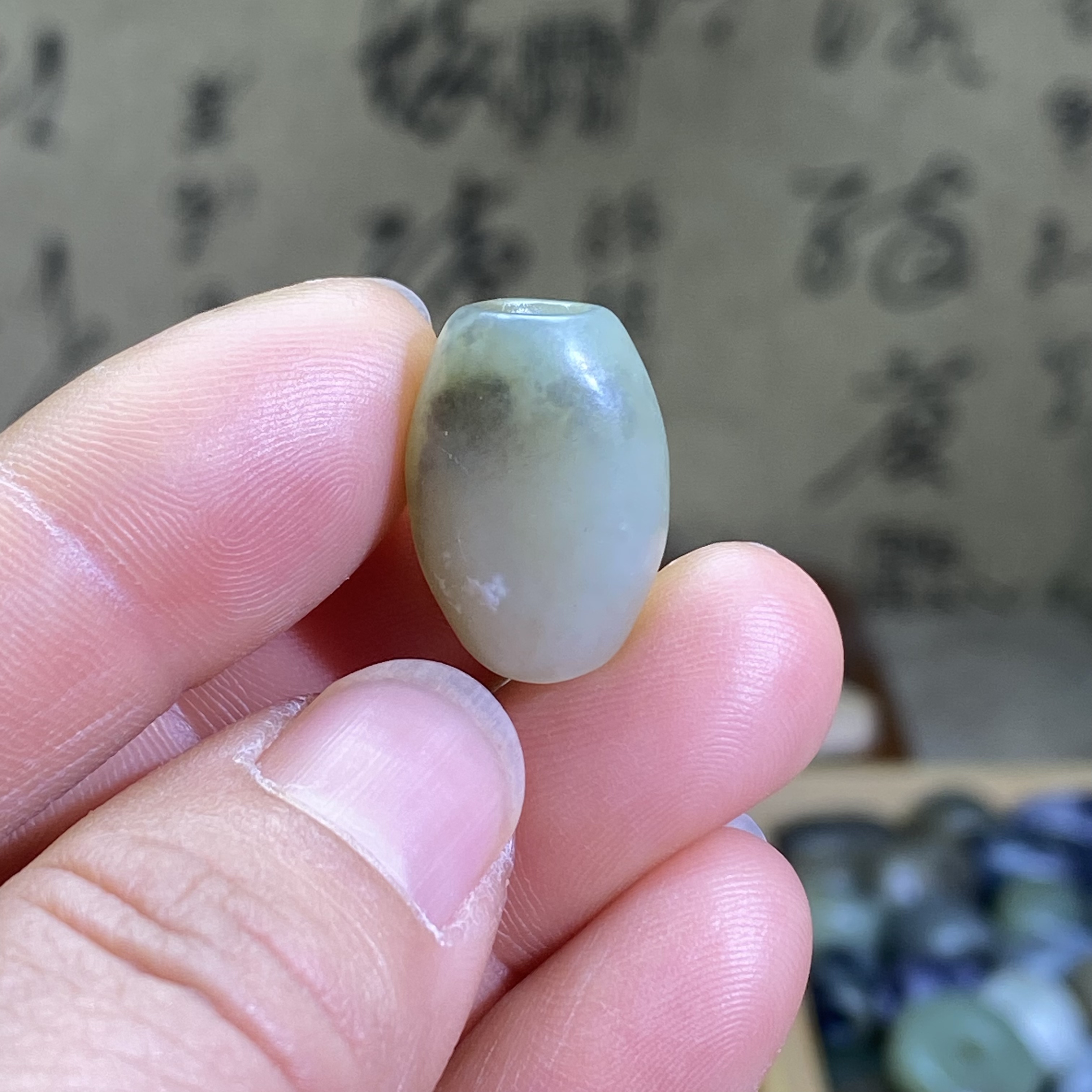 和田玉糖青花籽料三色随型桶珠配饰老光工艺藏式复古风手编绳配珠