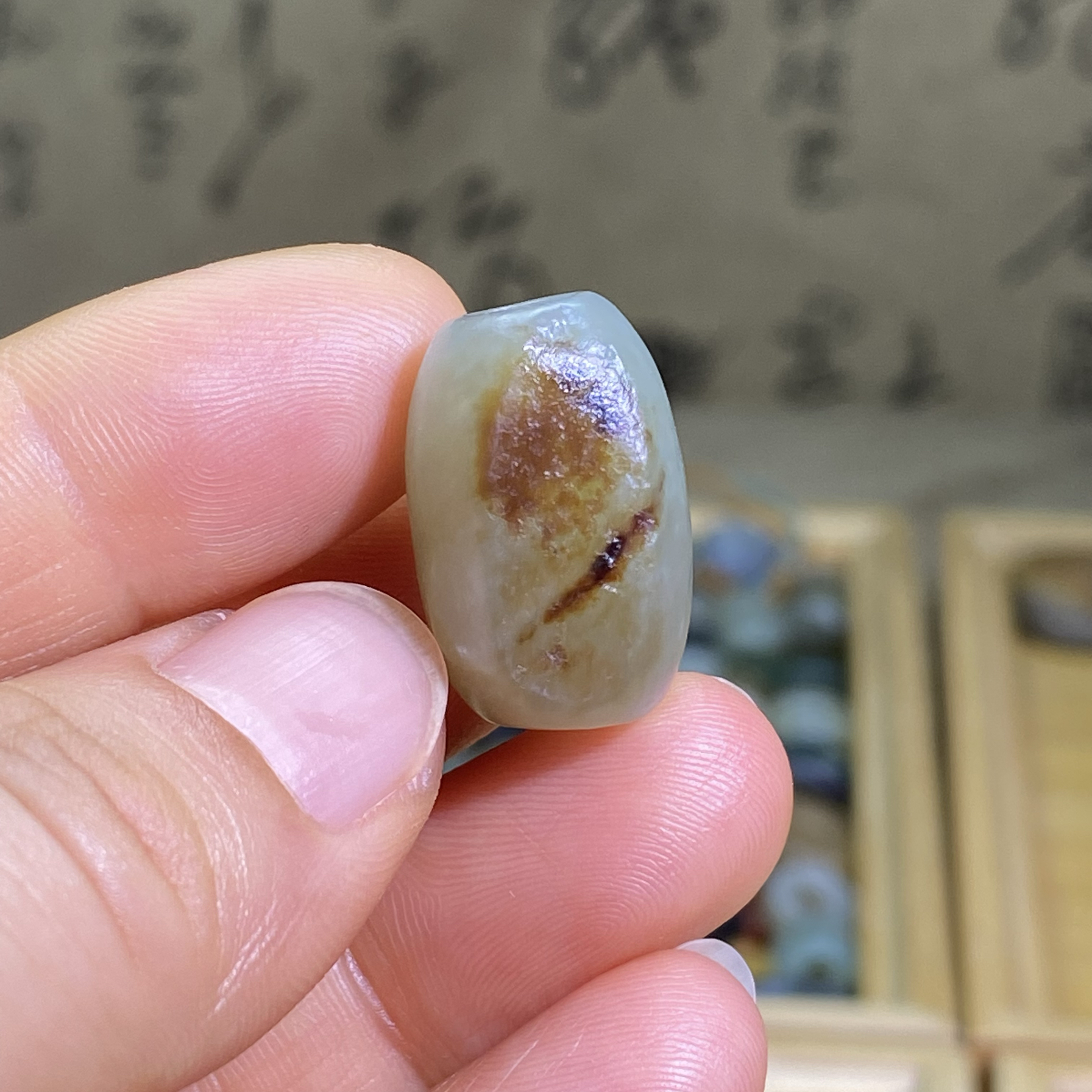 和田玉籽料红油皮随型珠子桶珠配饰老光工艺古风藏式手串多宝配珠