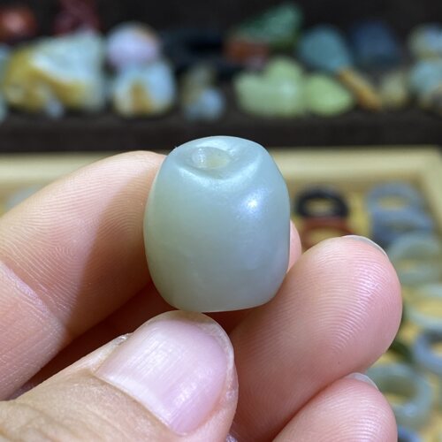 和田玉青白玉随型珠子配饰老光工艺古风藏式手串手绳多宝配珠