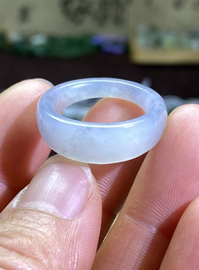 和田玉白青花籽料卡18随型戒指复古风文玩珠串跑圈玉环戒圈挂饰