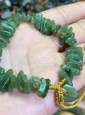 和田玉碧玉苹果绿随型小扣子手编绳手链手工编制复古风藏式手串