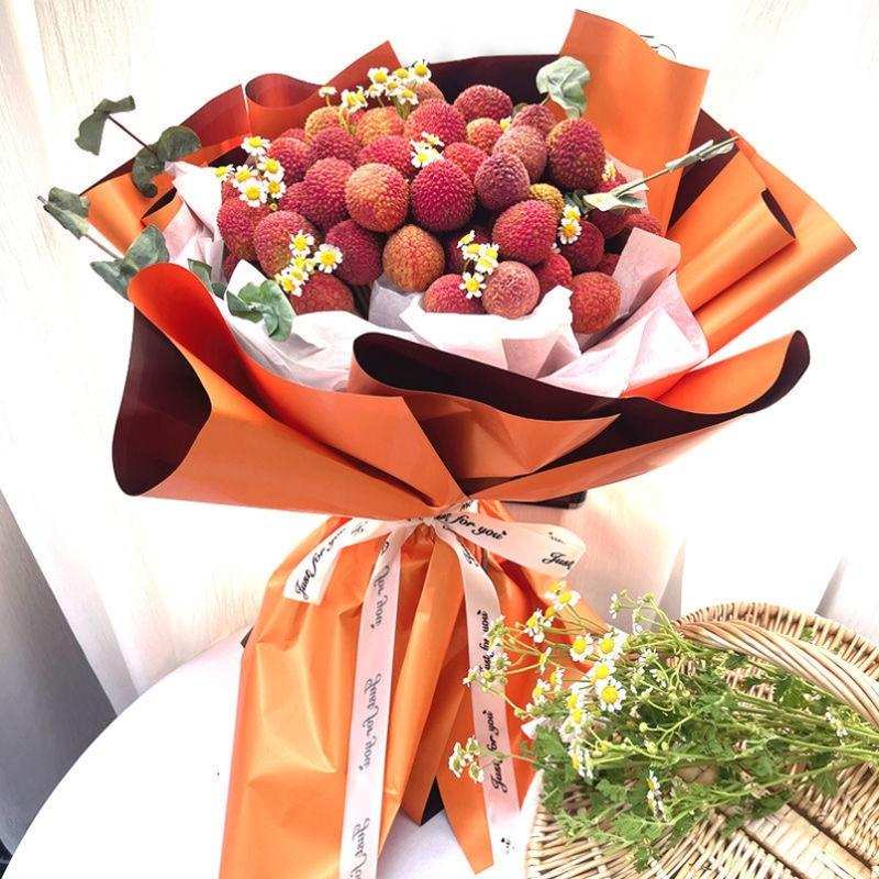 荔枝花束diy包装纸送女友荔枝花束零食水果草莓生日送人礼物女生