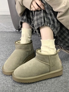 周冬雨同款雪地靴女2025冬季新款真牛皮加绒加厚防滑棉鞋