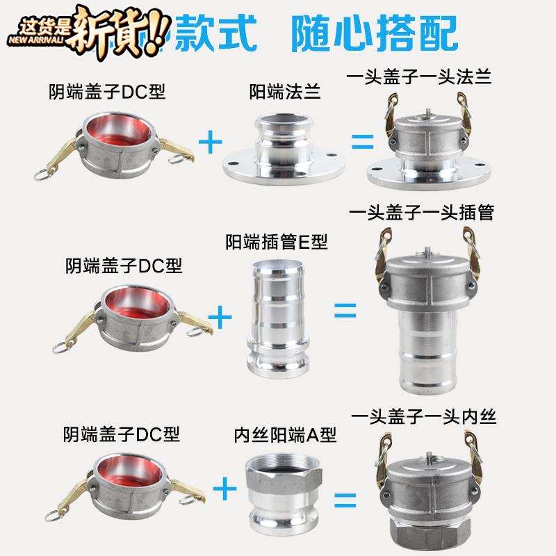 铝合金快速接头E型阳端25寸3寸4寸6寸阳k端插管公头软管转换快接