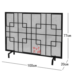 火炉矮围栏 北欧简约铁艺金色壁炉隔断座屏家用带网防火屏风新品