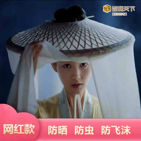 古代斗笠帽古风女薄纱遮脸头纱汉服古装面纱女侠客舞蹈镂空竹编