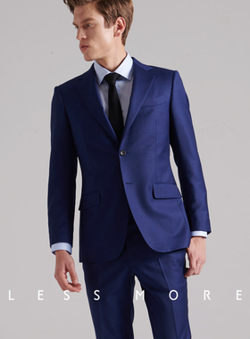 lessmore男士定制西服套装男新郎纯羊毛修身商务正装结婚西装男装