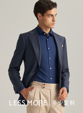 LESS MORE2021秋冬新款灰蓝色亲王格单西商务职业休闲西装上衣