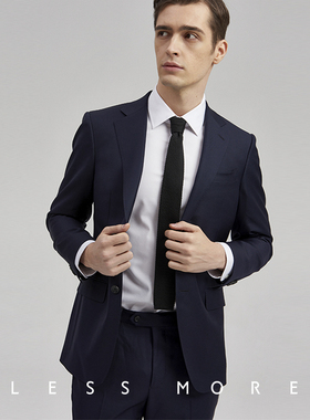 lessmore男士西服套装新郎礼服修身西装商务休闲VBC纯羊毛 男外套