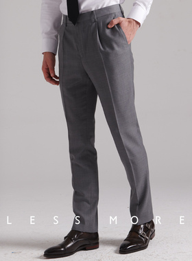 lessmore多少新款男士西裤100%羊毛商务休闲下装婚礼定制裤子修身