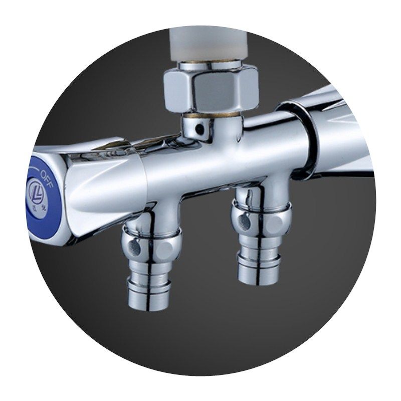 卫生间角阀三角三头接头阀通用加长铜万向八字双出水水管阀门铜