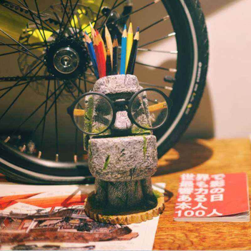 复活岛摩艾办公文具收纳盒大号笔筒罐创意书房多功能笔架学习用品