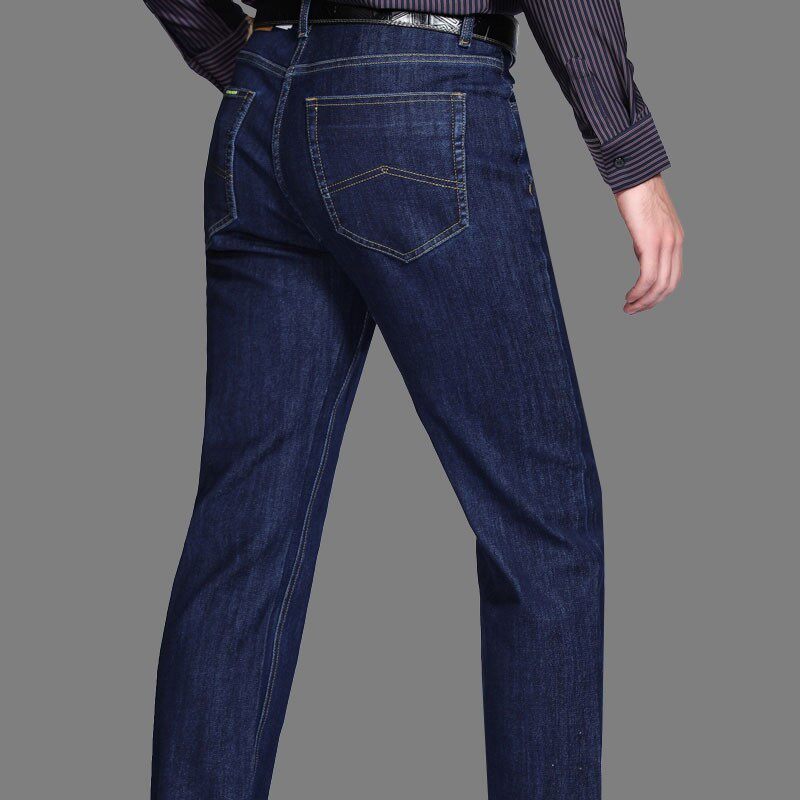 美国苹果牛仔裤男宽松直筒高腰深裆黑色裤子秋冬商务新款弹力男裤