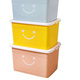笑脸60l箱子胶箱塑料储物箱大号家用80l收集箱带滑轮带带盖办公室