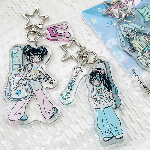 Оригинальный мультяшный акриловый брелок, гитара, брендовая подвеска