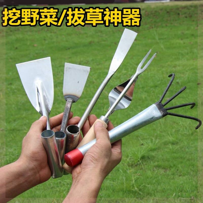 草皮大号铲子锰钢锄头拔草木柄多肉工具铁制两用铁铲树根挖掘.