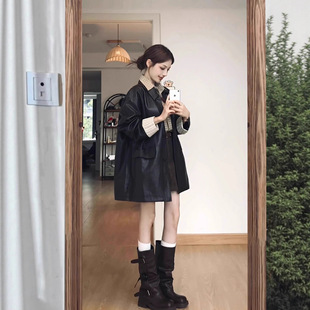 酷飒风高级感黑色皮衣外套女2025新款 小个子 超火皮夹克正流行美式