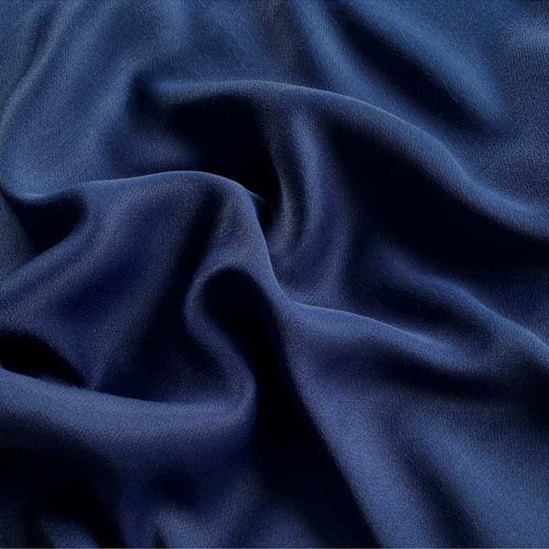 光泽棉缎 深蓝色重磅丝滑真丝感r纯棉绸缎布料衬衫连衣裙礼欧洲款